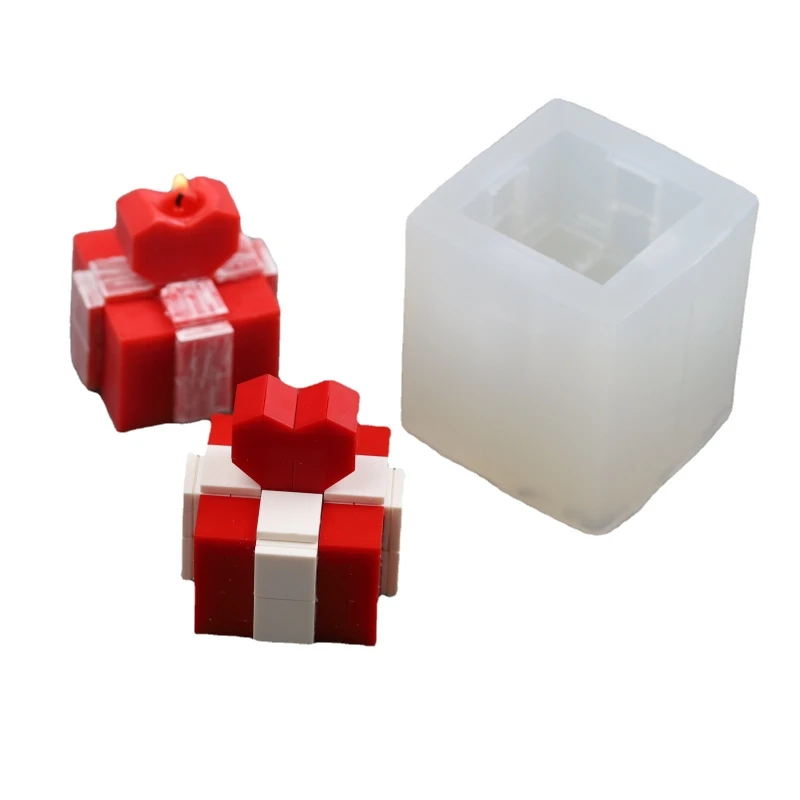 Building Blocks Gift Box Resin Mold Silicone Mold with Heart Decor