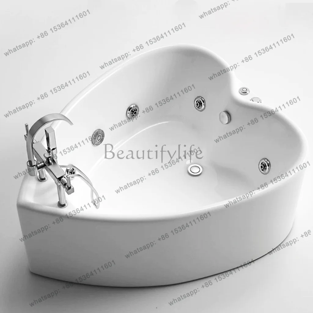 Acrylic heart-shaped bathtub surf massage white pink double pool theme hotel bathtub