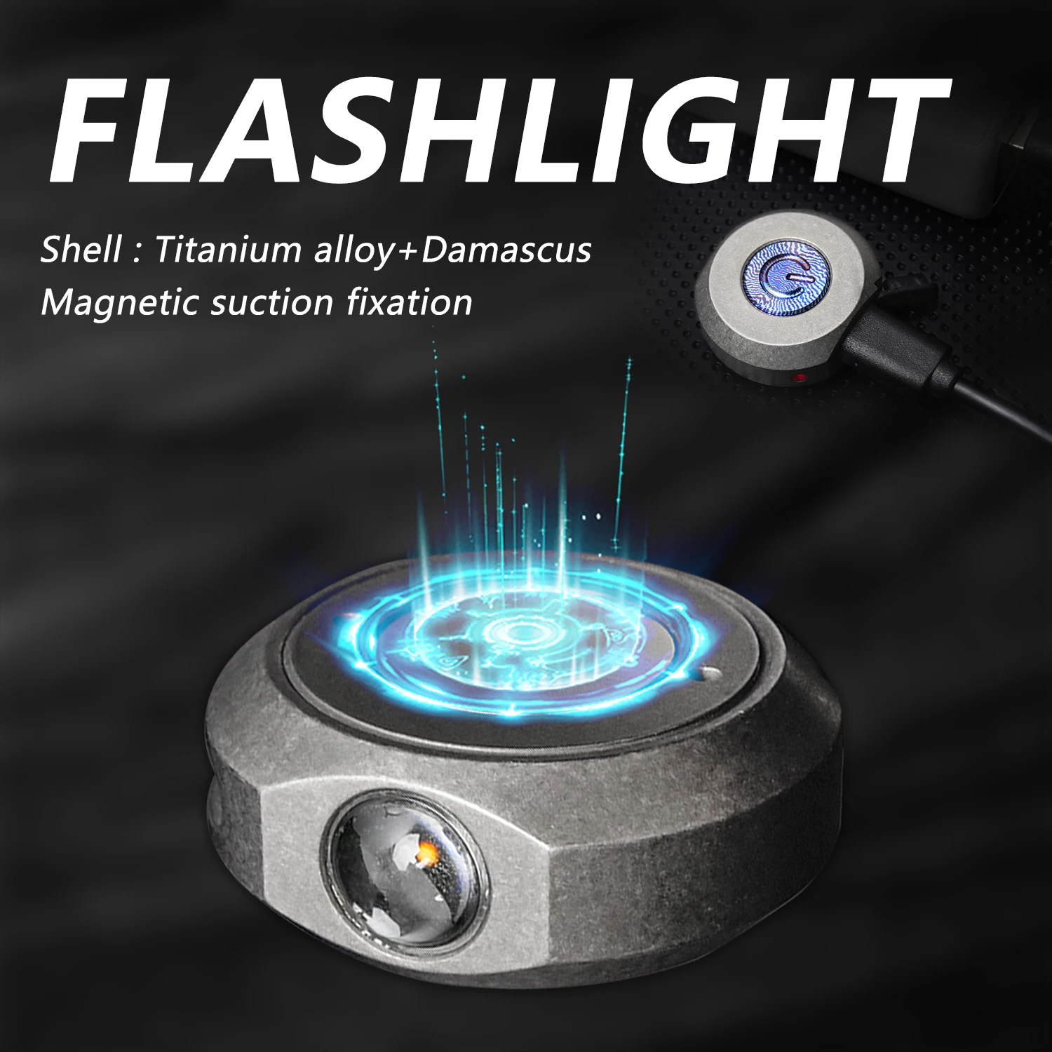 Mini LED Titanium Alloy Flashlight With Magnet Type-C Charging Night Fishing Outdoor Camping Light  Electric Torch Key Chain