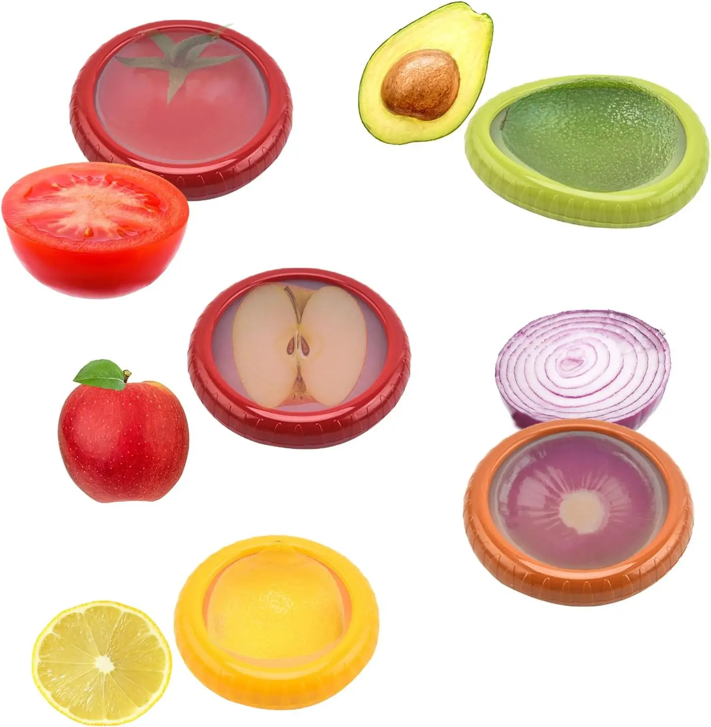 5pcs Silicone Fruit and Vegetable Fresh-Keeping Box Food Storage Container Set Stackable and Leak Proof Tomato Holder Storage