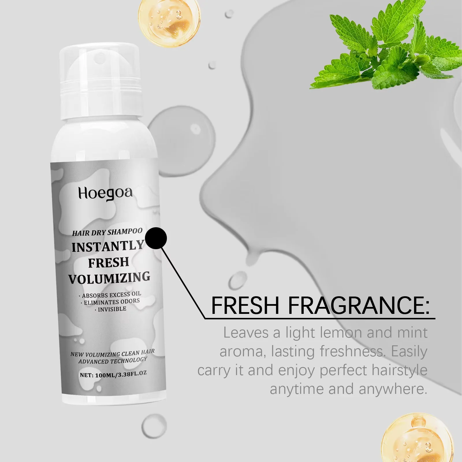 Nieuwe natuurlijke droge shampoo Oil Control Verfrissende pluizige toename glans Haarwas Gratis organische frisse volumegevende donkere haarspray