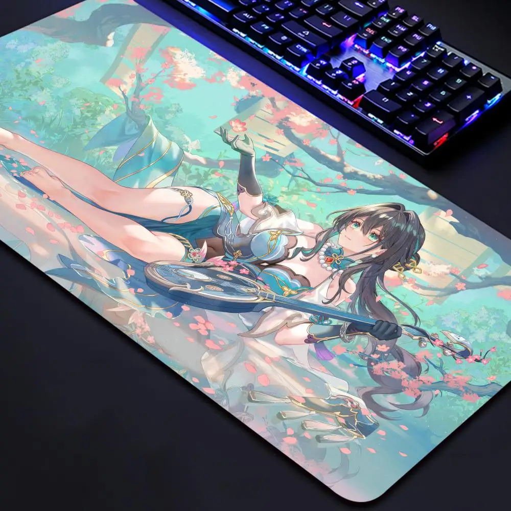 

Honkai Hot Game Cute Ruan Mei gaming Mouse kawaii Pad Large Size Office Desk Protector Mat PU Leather Waterproof Mouse Pad Deskt