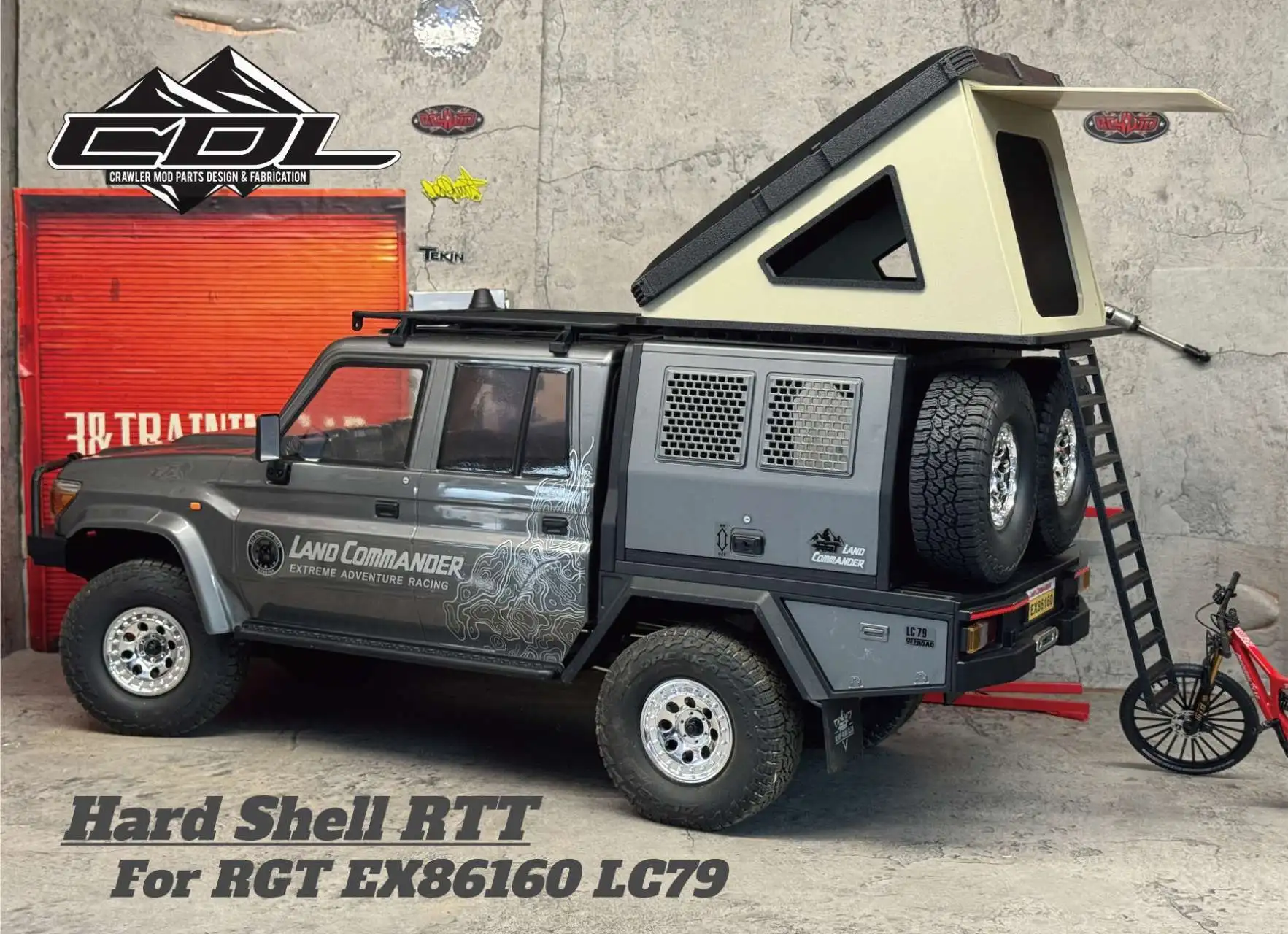 1/10 RC Rock Crawler Custom Simulated Openable Hard Shell Roof Tent Set For RGT LC79 Vehicle Exterior Hobby Tuning Parts
