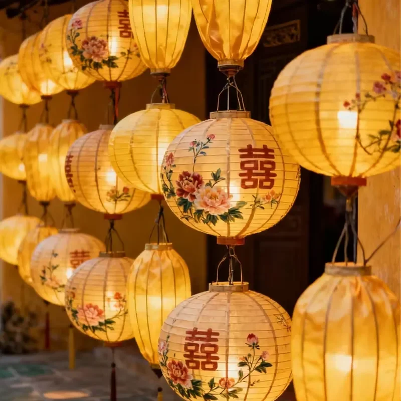 Outdoor Halloween Graduation Christmas Decoration Stainless Steel Garden Lantern Silk Cloth Energy Saving Light Waterproof