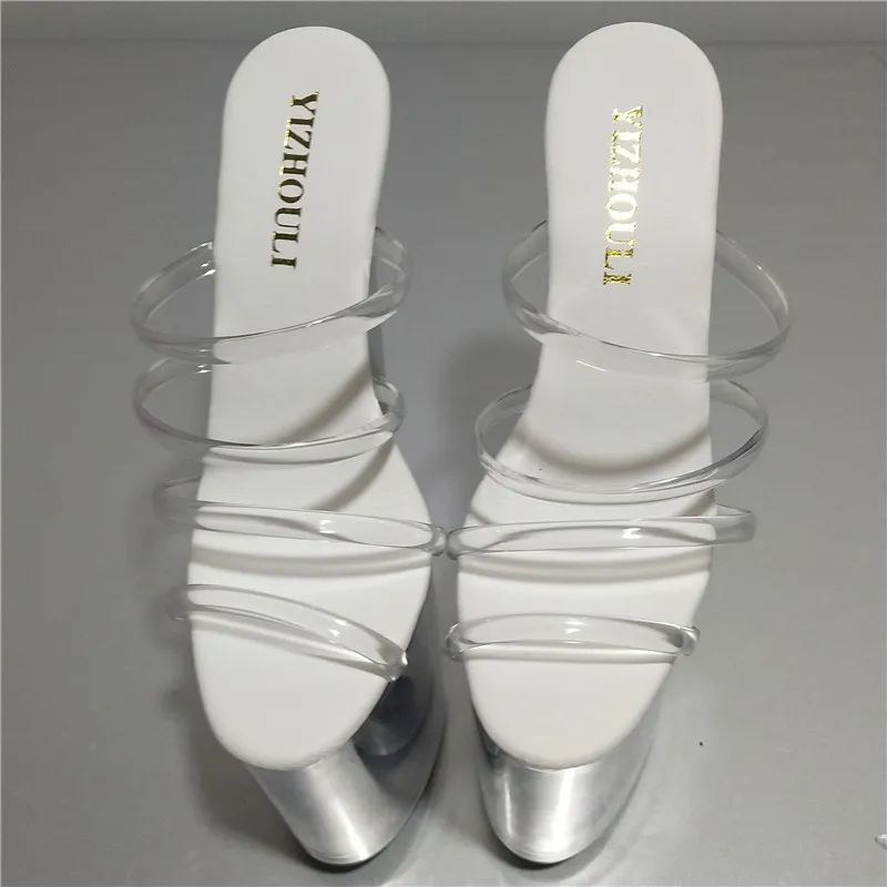 Summer 8 inch transparent shoes with high heels, sexy 20 cm heels, model banquet club with high stage dance shoes