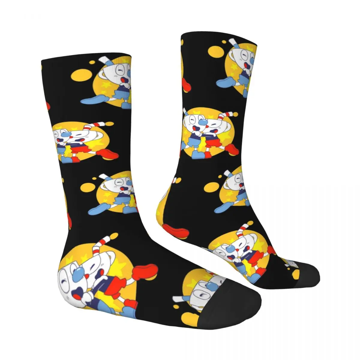 Hot Game Cuphead Stockings Mugman Printed Harajuku Socks Winter Non Slip Socks Men's Climbing Quality Socks