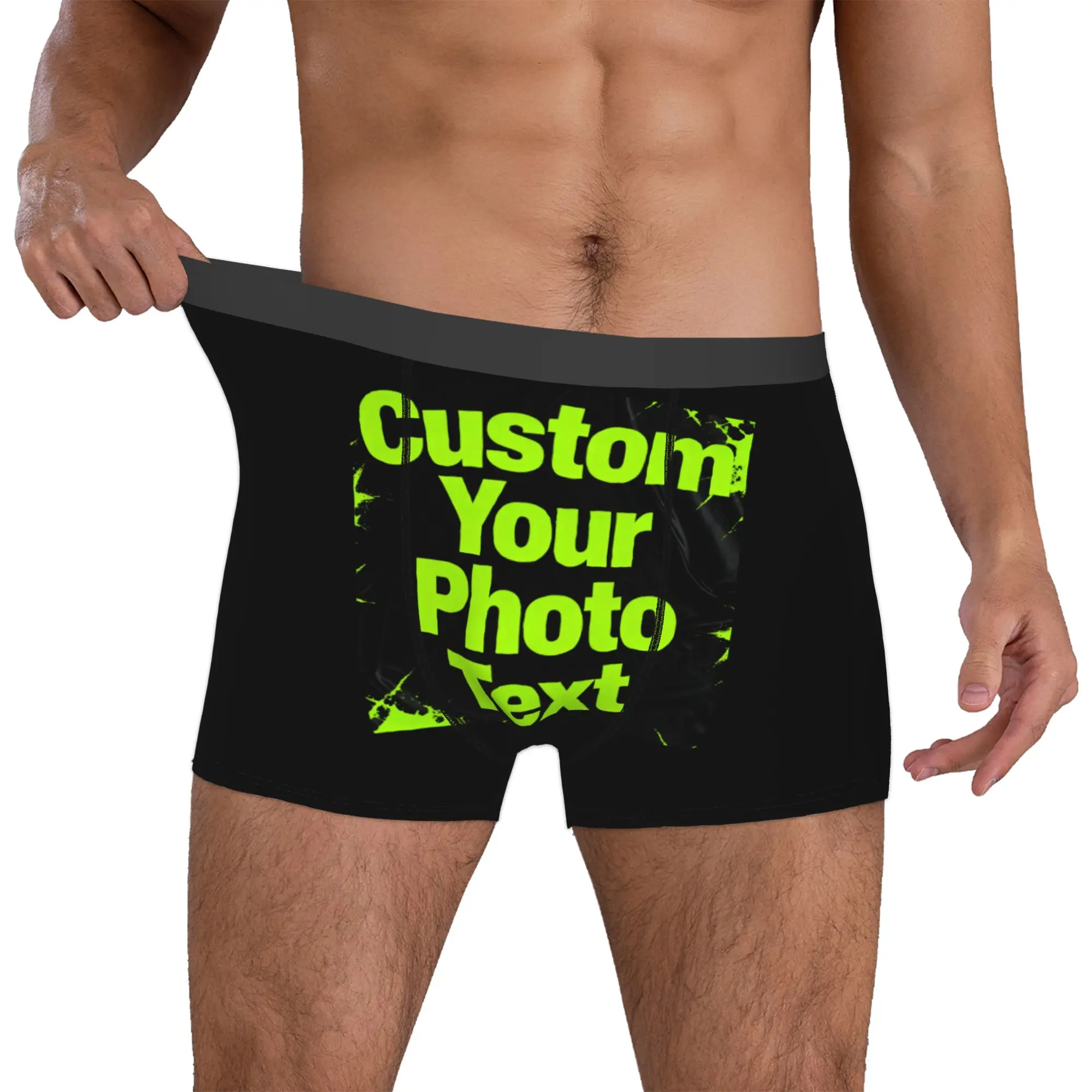 Custom Custom Your Photo Logo Text Boxer Shorts For Homme 3D Print  Underwear Panties Briefs Stretch Underpants
