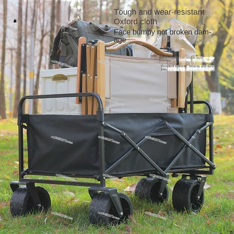 Imported New Camping Cart Folding Outdoor Hand-pushed Picnic Cart Portable Camp Trailer Rod Small Pull