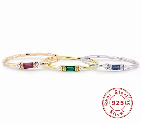 Fashion 925 Sterling Silver Ring Emerald Zircon Ring For Woman Charm Jewelry Gift