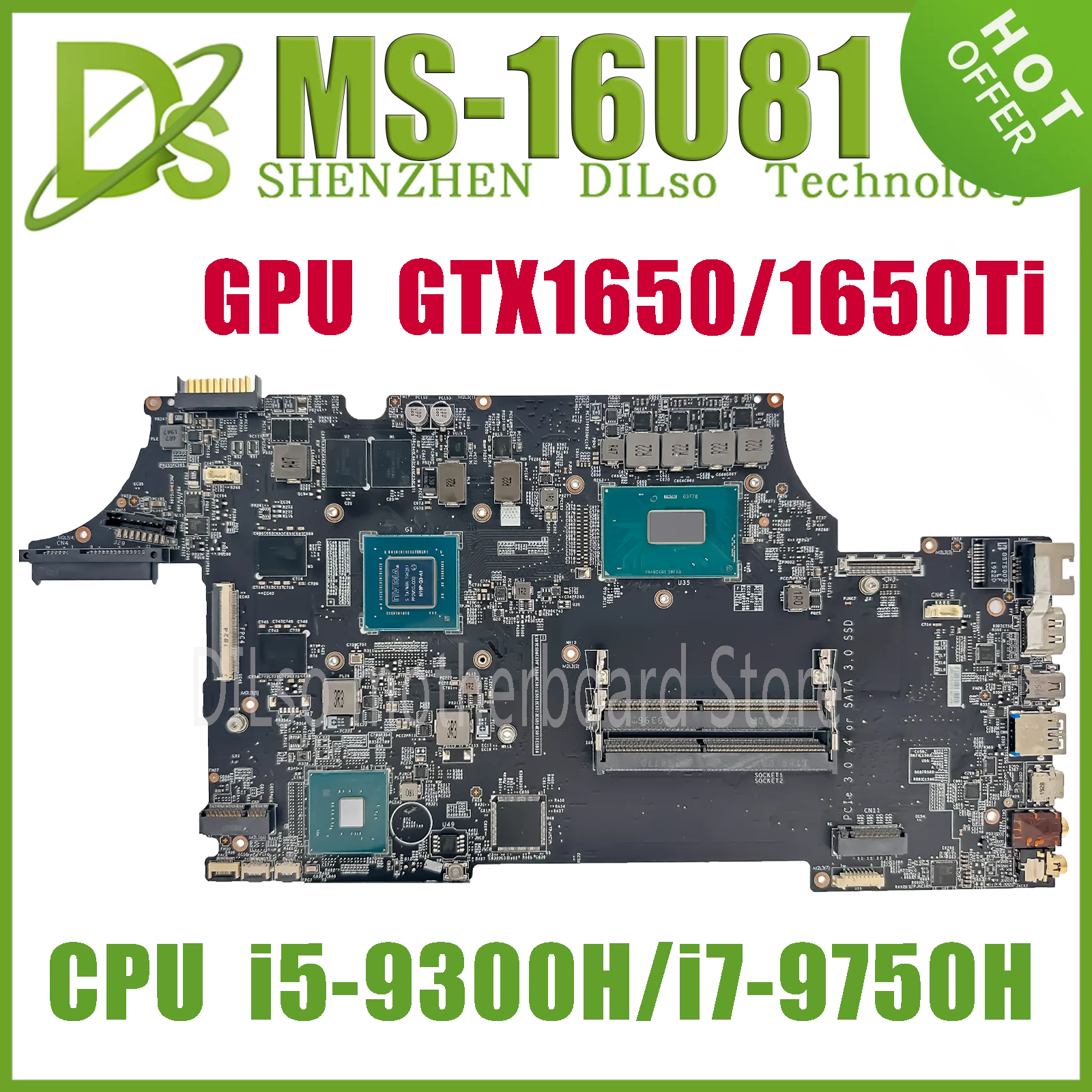 KEFU MS-16U81 Laptop Motherboard For MSI GP65 LEOPARD 10SCSR MS-16U8 Mainboard W/i7-9750H i5-9300H GTX1650/1650Ti 100% Working