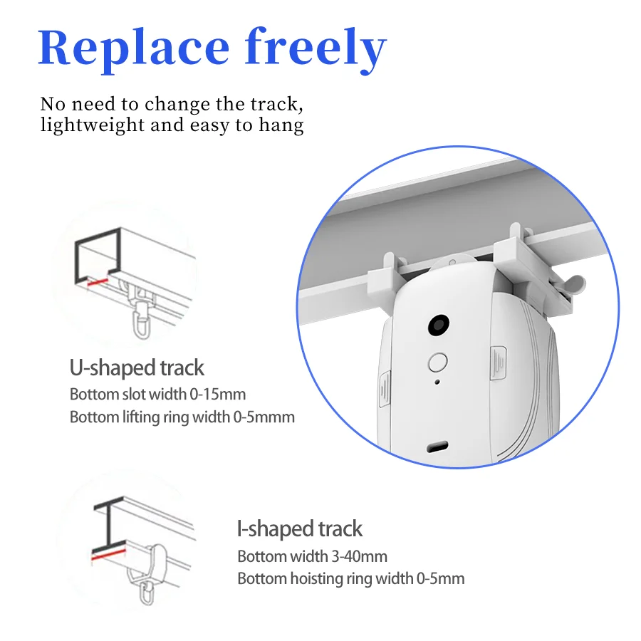 Smart Curtains Robot T/U-Rail Tracks Automatic Curtain Opener Remote Control Curtain Motor