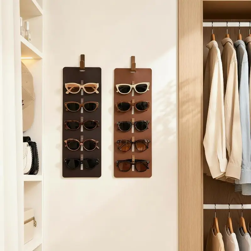 New Leather Sunglasses Storage Organizer Multi Slot Eyeglasses Display Rack Hanging Eyewear Holder Home Entryway Accessory Stan