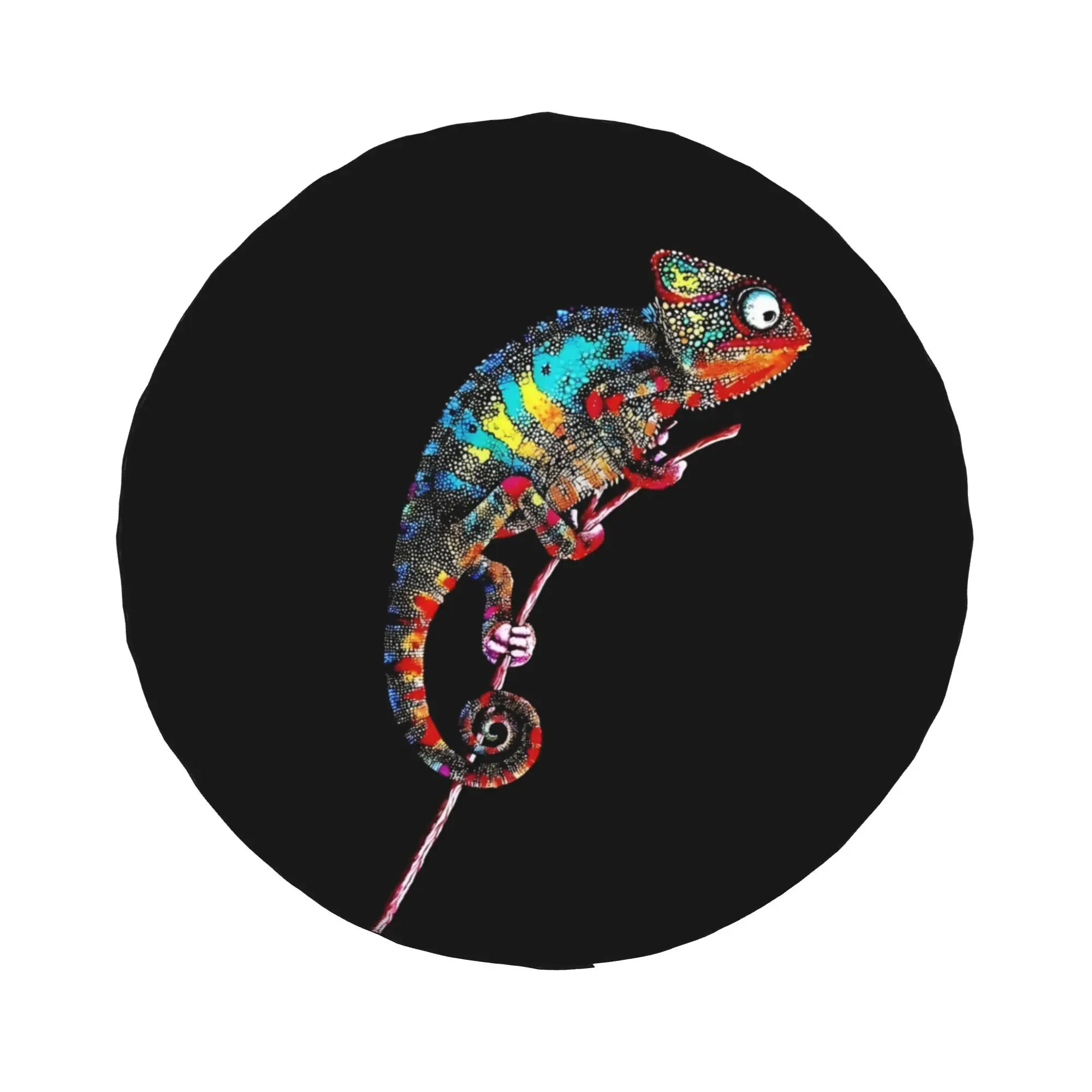 1pc Chameleon Color-blocking Art 2D Printed Pattern Car Spare Tire Cover, Creative Style, Easy To Install And Clean, Suitable F