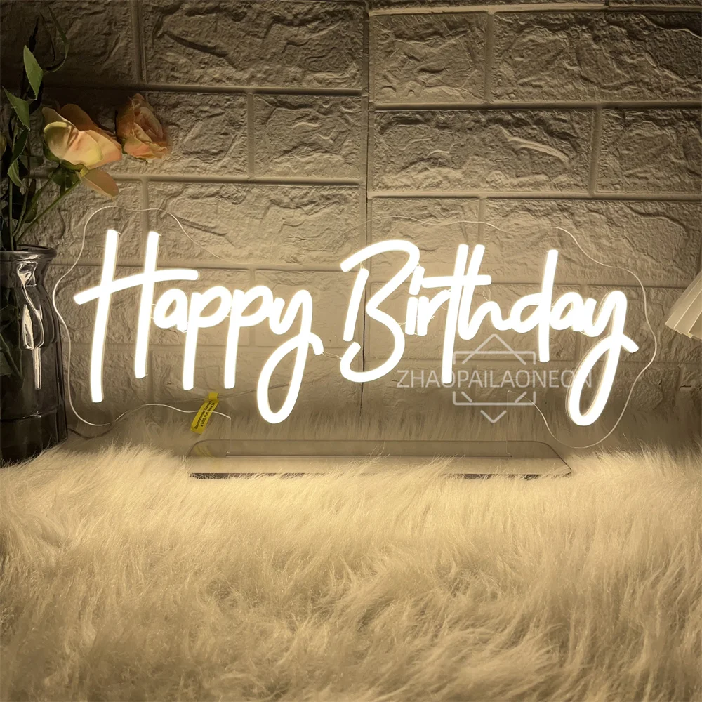 

Happy Birthday Neon Sign Home Art Wedding Party Bedroom Decoration Birthday Led Neon Desk Lights USB Party Room Decor Signs