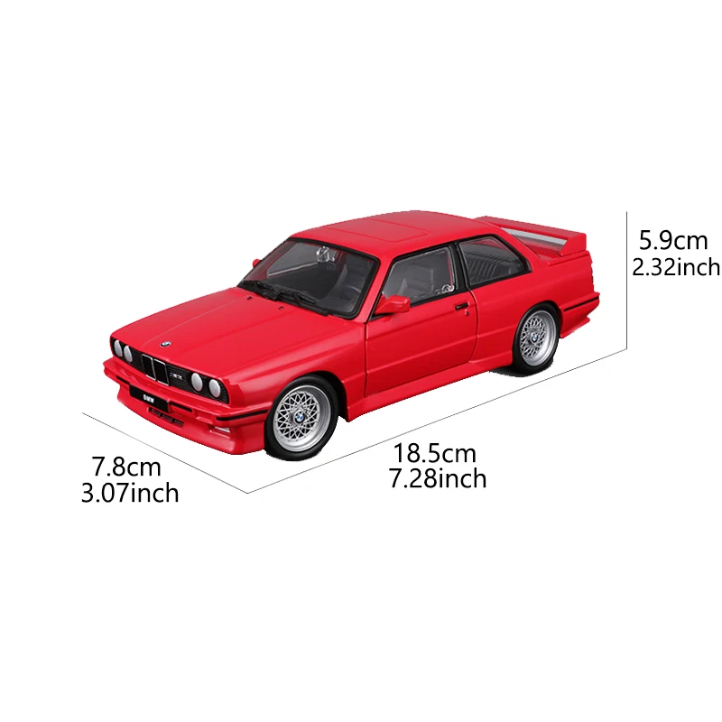 Bburago 1998 BMW M3 (E30) Sports Cars Model 1:24 Scale Alloy Static Die Cast Vehicles Collectible Model Car Toys For Adults