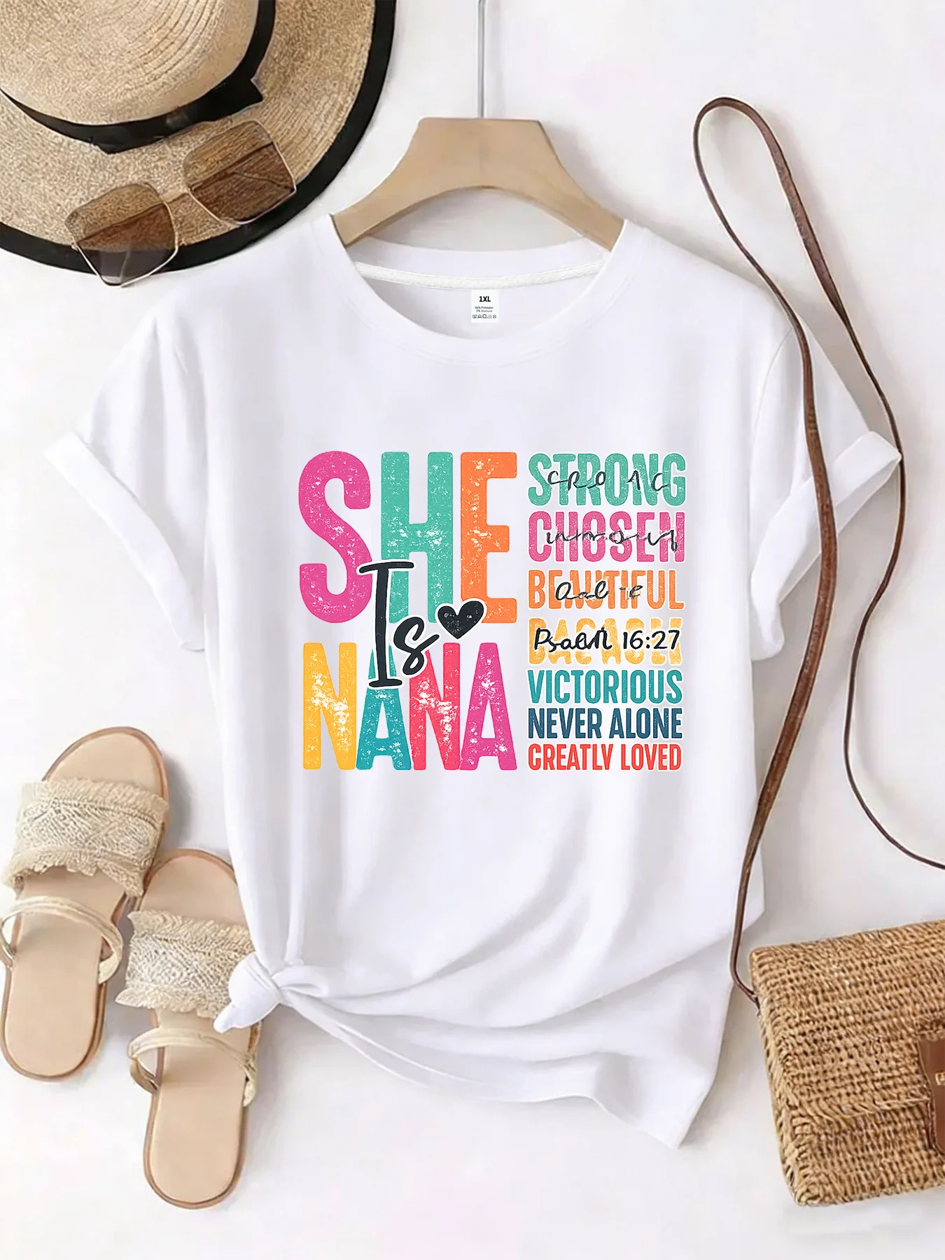 

【WZM101303】English letter printed plus size women's round neck summer casual short sleeved street fashion versatile T-shirt