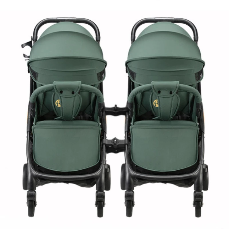 Lightweight Twin Stroller with Car Seat Portable Side-by-side Twin Stroller Detachable and Foldable Portable Baby Carriage