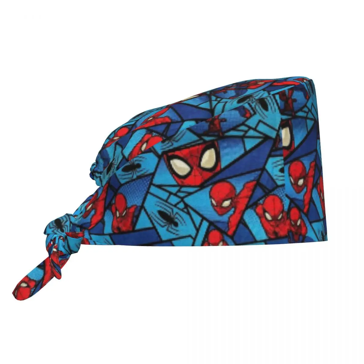 Custom Adjustable S-Spiders M-Man Working Hat Face Toss with Web on Blue Surgical Hat Scrub Nursing Doctor Surgeon Cap for Chef