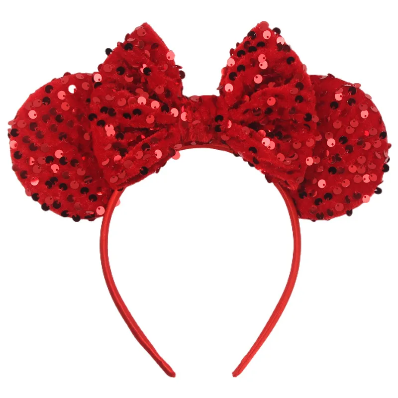 Amusement Park Decoration Mickey Ears Birthday Dress up Hair Hoops Disney Sequins Bow Mickey Hair Accessories