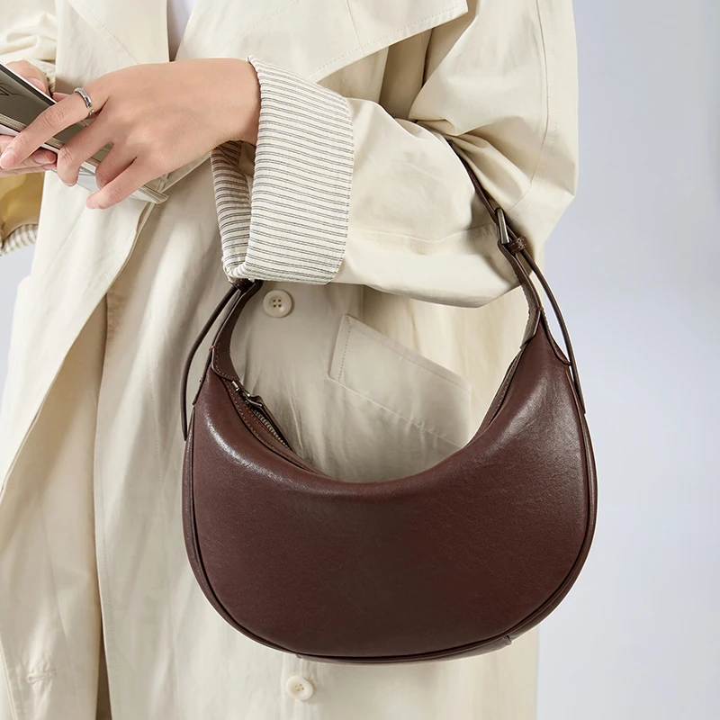 Genuine Leather Women Underarm Bags Large Capacity Shoulder Bag Casual Commuter Crossbody Bag,Female Luxury Designer Hobo Bag