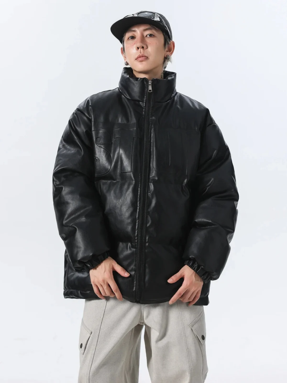 

Утепленная зимняя куртка-косуха из искусственной кожи с воротником-стойкой на молнии, с длинными рукавами, повседневная, для подростков