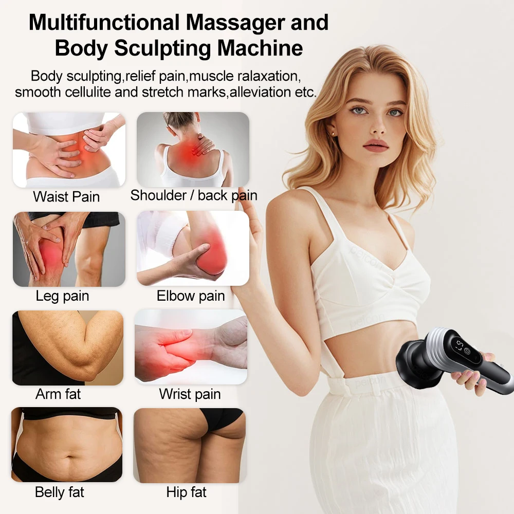 Body Cellulite Massager Electric Sculpting Machine Waist Neck Back Leg Body Fat Slimming Cordless Portable Deep Tissue Massage
