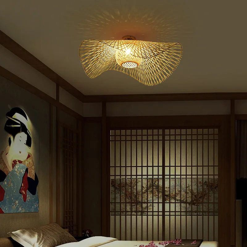 Japanese Style Bamboo Pendant Lamps Creative Ceiling Hangin Lamp For Dining Room Restaurant