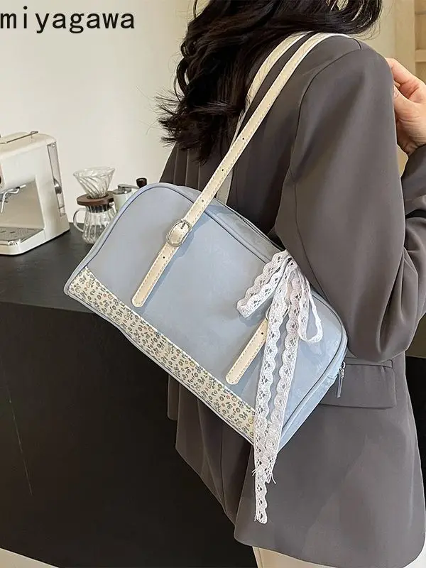 

Женская вместительная сумка Миягава, новая модная разноцветная контрастная сумка через плечо с универсальной текстурой для поездок, 2024