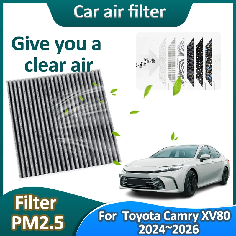 Para Toyota Camry XV80 versión híbrida 2,0 2.5L 2024 2025 2026 filtro de aire acondicionado de coche purificador quitar PM2.5 accesorios de coche