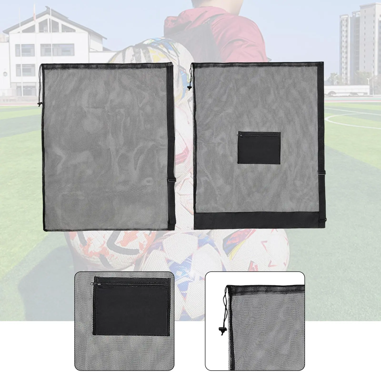 

Oxford Basketball Bag Adjustable Strap Mesh Ventilated Storage Bag Sports Ball Pouch for Football Volleyball Swimming and Gym