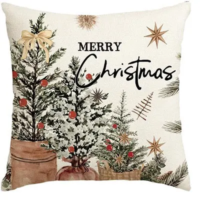 1Pcs Christmas Pillow Cover Linen 45x45cm Decorative Cushion Cover, Suitable for Home, Bedroom Decoration (Without Cushion Core)