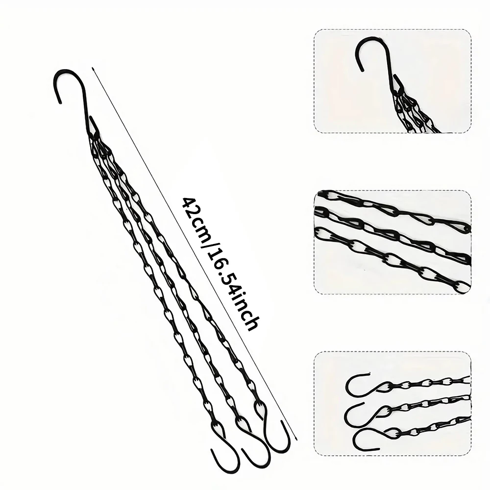 40cm Imitation Rattan Hanging Basket Flower Pot Chain With 3 Hooks Basin Hydroponic Plants Plant Grow Basin Home Garden Decor