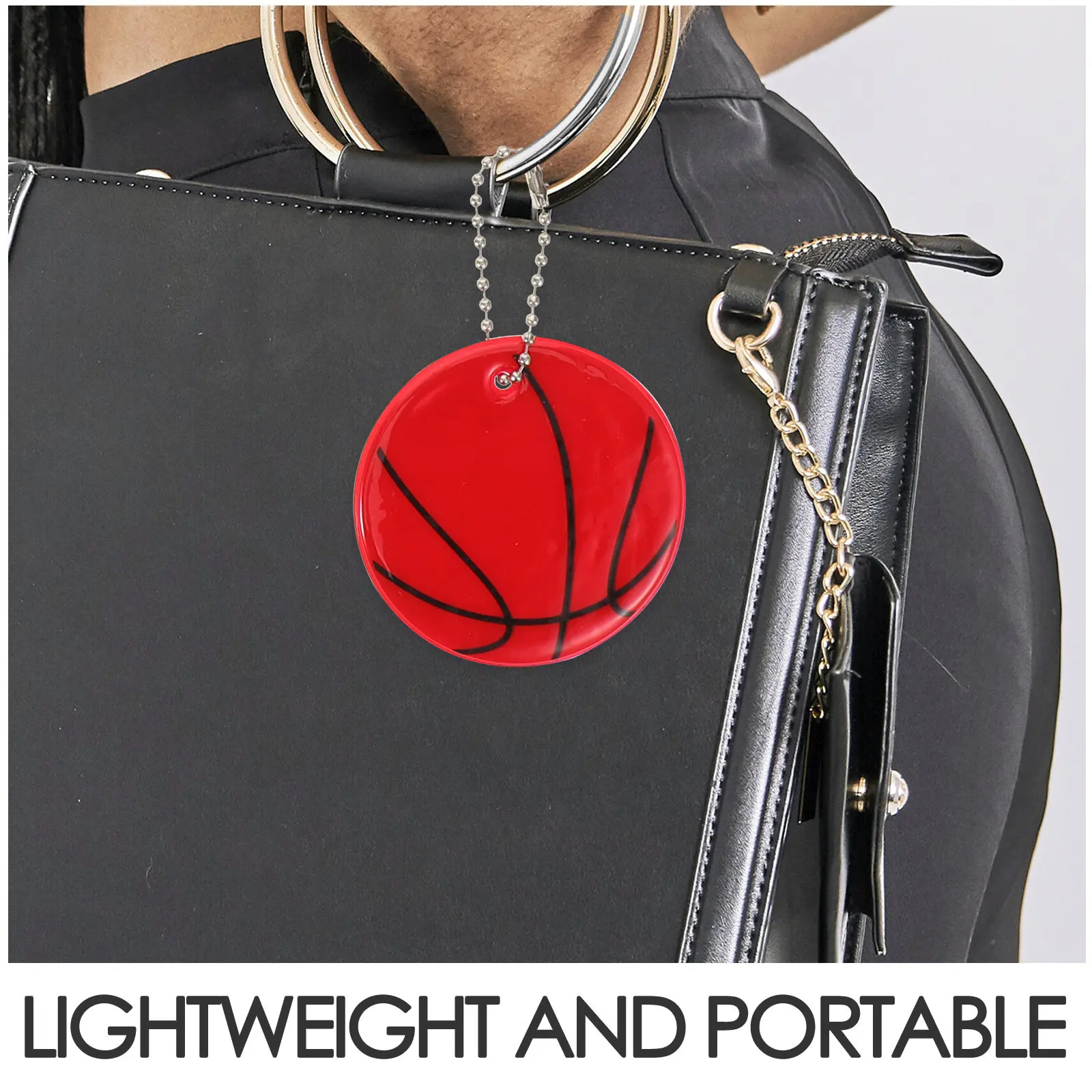 10Pcs Reflective Basketball Keychains High Strength Glow-in-The-Dark Safety Pendants Backpack Charm Reflector Tags Schoolbag