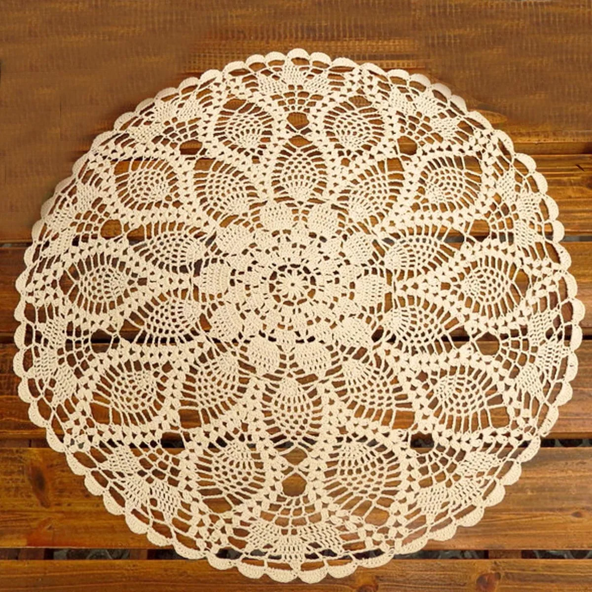 BomHCS    Handmade Crochet Lace Tablecloth Doilies Knitted Round Table Doily Coffee Shop Placemat Kitchen Place Mats