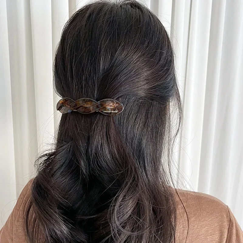 Vintage Azijnzuur Twist Haar Clip Hoofdtooi voor Vrouwen 2024 Herfst Winter Temperament Koreaanse Vlecht Haarspeld Haaraccessoires