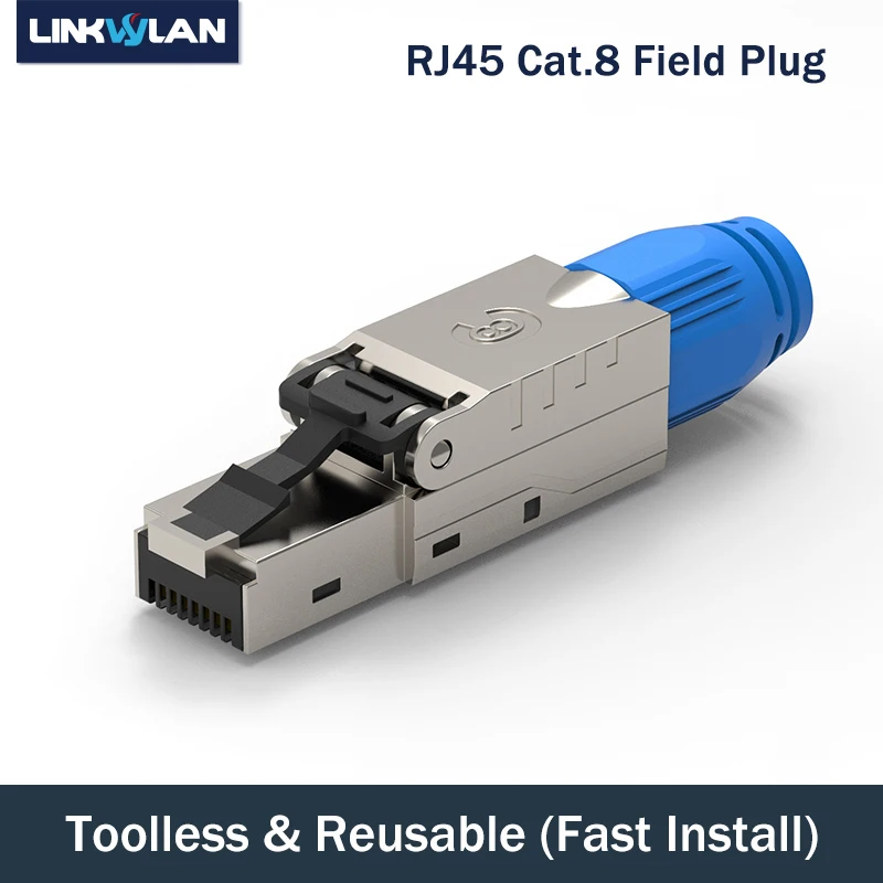 Linkwylan RJ45 Cat8 Field Connector Termination Plug Keystone Jack 40G 2000MHz Shielded Toolless Free Connection Up To PoE+ 100W