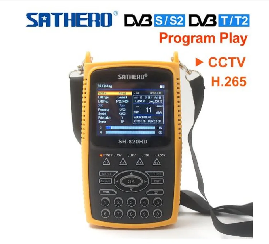 SATHERO SH-820HD DVB-S2 DVB-T/T2 CCTV Combo Digital Satellite Meter Finder H.265 vs sh-810hd kpt-716ts vs gtmedia v8 finder pro2