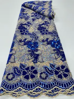 Africké flitry sametové krajkové látky nigerijské francouzské síťované krajkové látky pro šití 2023 vysoce kvalitní svatební šaty RC129 10 nejlepší prodej tradiční nigerijská svatební látka - №4