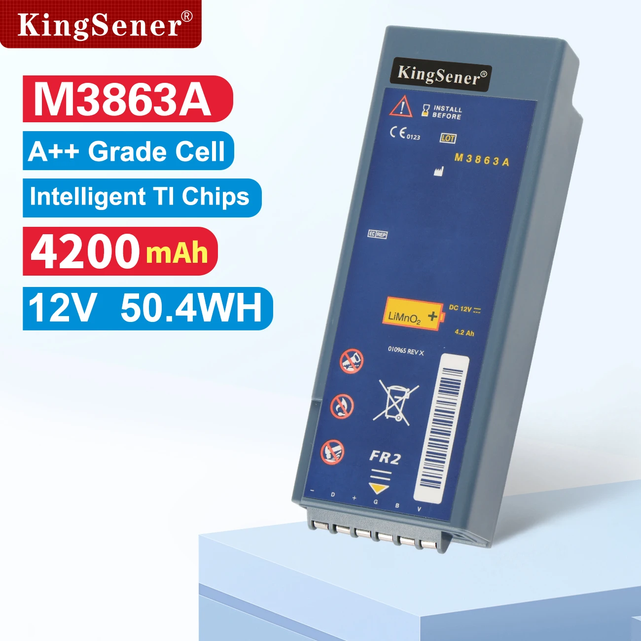 KingSener M3863A wymienna bateria do defibrylatora Philips FR2 AED M3860A M3861A M3840A M3841A 12V 4,2ah 50,4wh