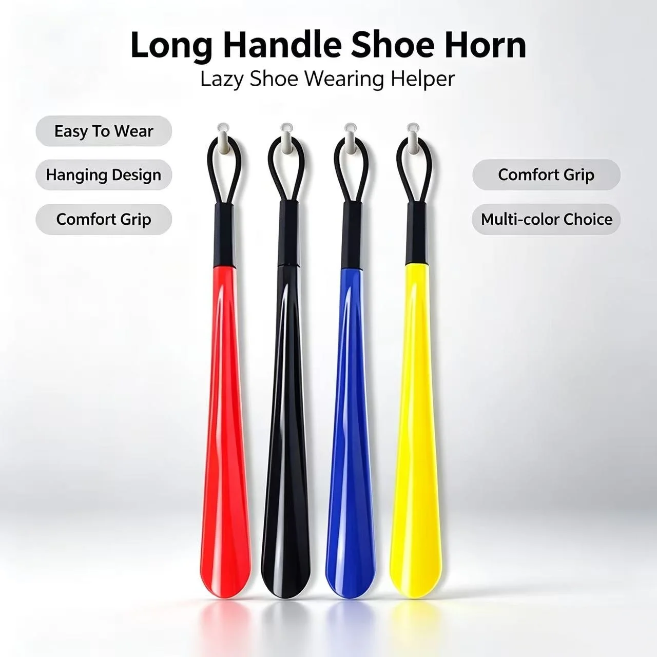 Long Handle Hanging Shoe Horn Plastic Lazy Shoe Wearing Helper Convenient Shoe Lifter Slip On Aid Tool