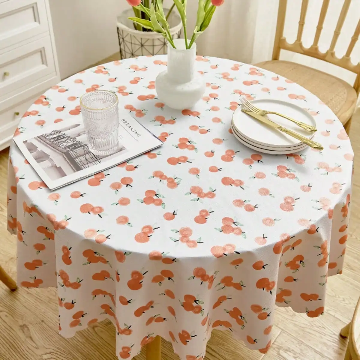 1pc Fresh And Elegant Round PVC Tablecloth, Waterproof And Oil-Proof, Ins Wind Style
