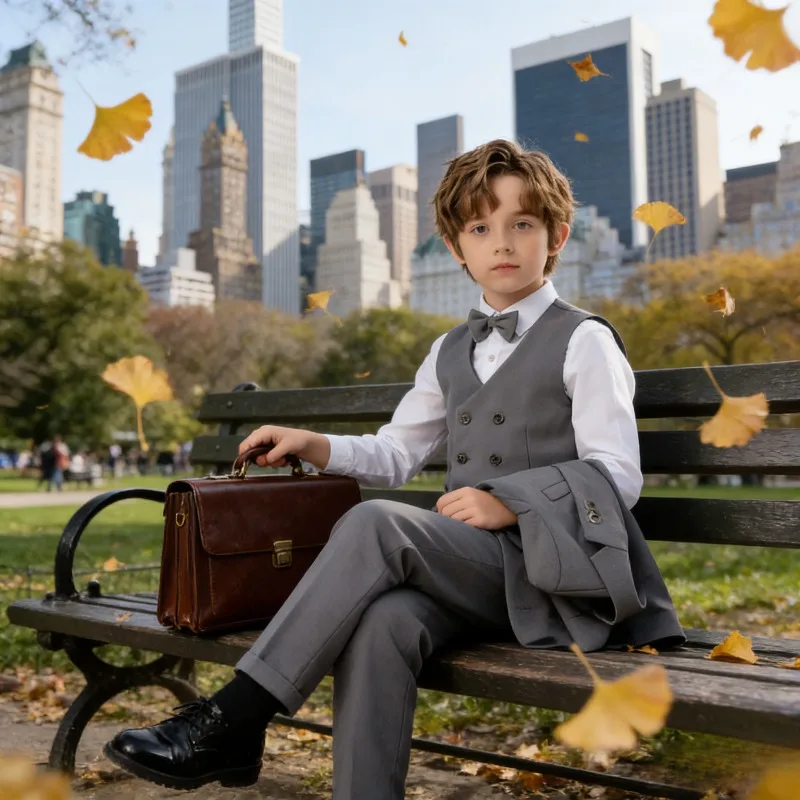 

Boys Vest Suit British Style Autumn New Fashion Flower Boy Groom Pageboy Host Performance Outfit