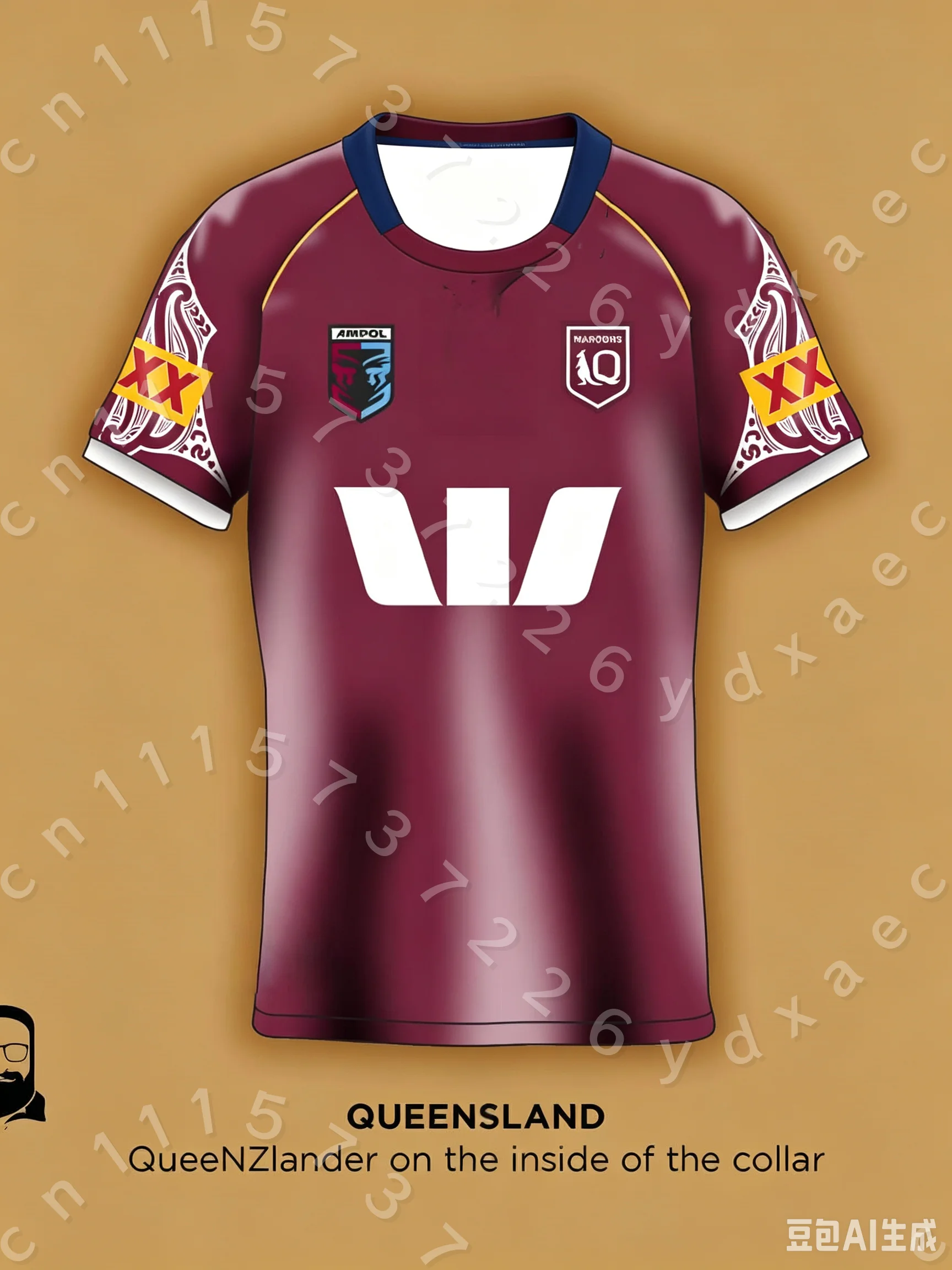 Familien-Partnerlook NSW Blues Rugby Trikot Gold Grün Maori Tribal Print Eltern-Kind New South Wales Fan Sport Kurzarm T-Shirt – Detail 10