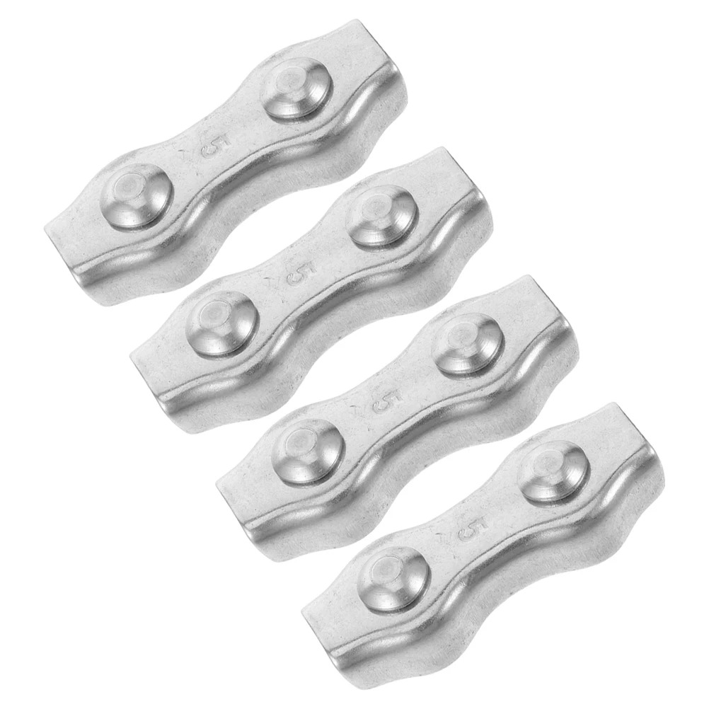 

4 Pcs Wire Rope Clamp Fencing Garden Clips Double Hole Cable Stainless Steel 304 Secure Connection Multifunctional