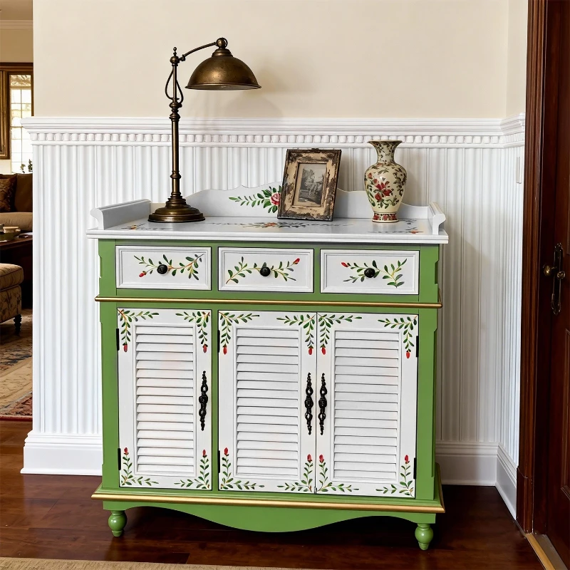 American household door hand-painted entrance shoe cabinet simple storage cabinet large capacity locker multi-layer shoe cabinet