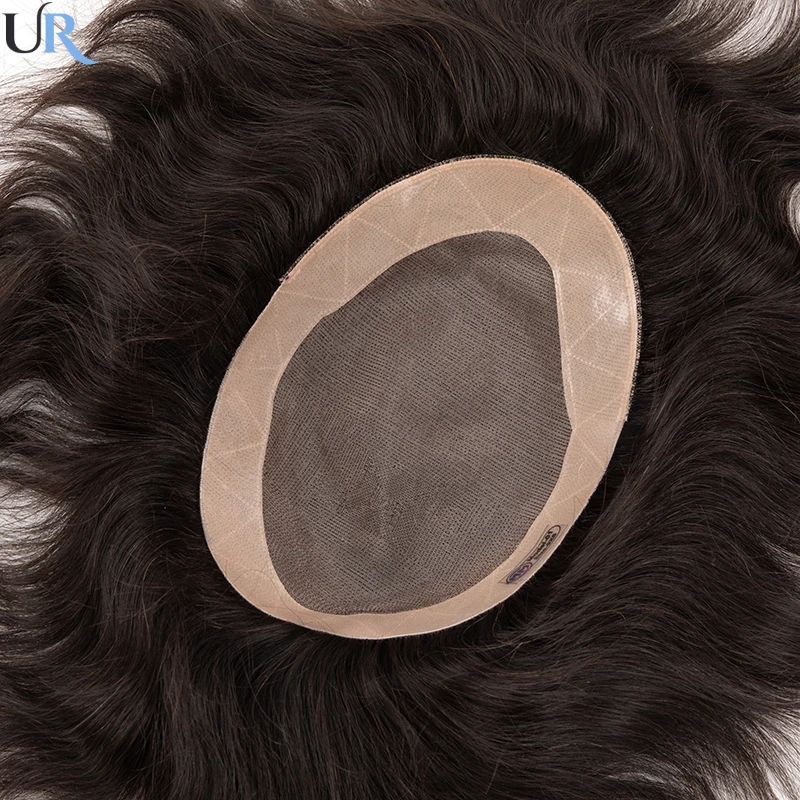 Fine Mono Men Toupee Durable Male Hair Prosthesis 130% Densit Natural Human Hair Replacement System Unit Man Hairpiece Men Wig