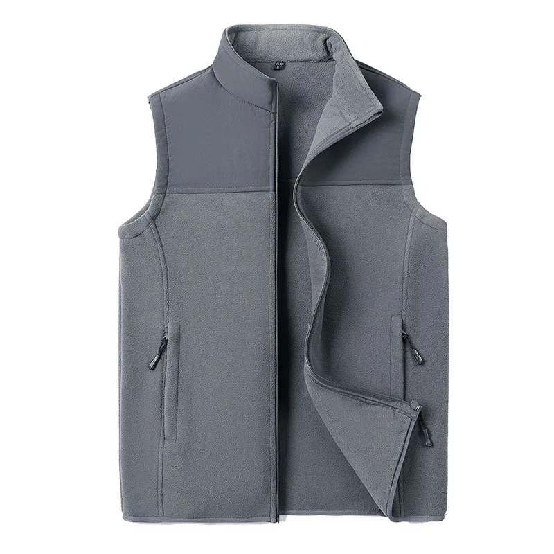 

Men's Fce Vest Outdoor Casual Vest Svel Splicing Jaet Large Size Spring Autumn Faion Urban Sle Stand Collar