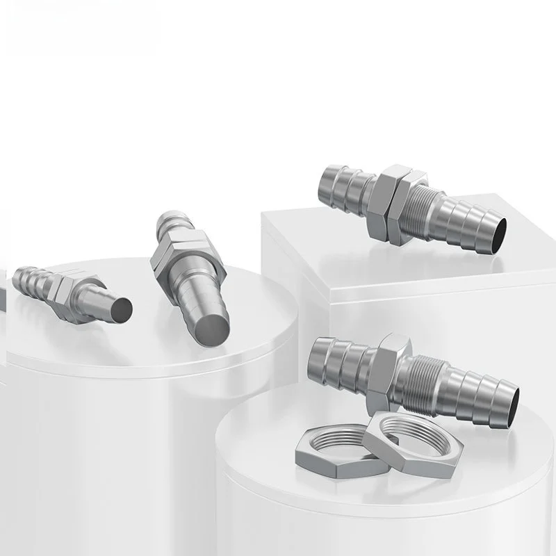 304 Stainless Steel Barb Bulkhead Fitting, Air Nipple, Bulkhead Straight Pneumatic Tube Fitting, 4, 6, 8mm