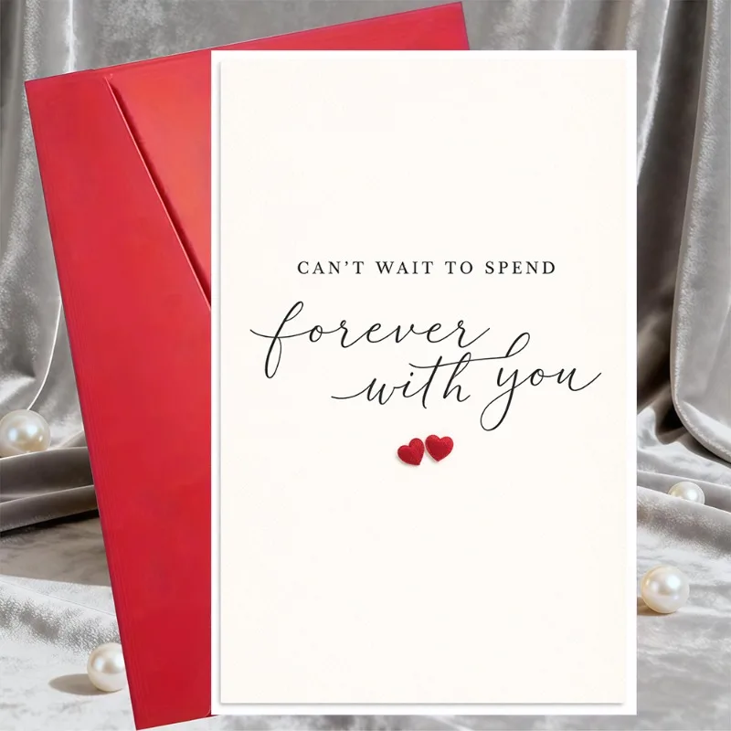 1 greeting card + 1 envelope, romantic anniversary/wedding/engagement/Valentine's Day greeting card, regular letter greeting card, suitable for husband, wife, boyfriend, girlfriend, love message card