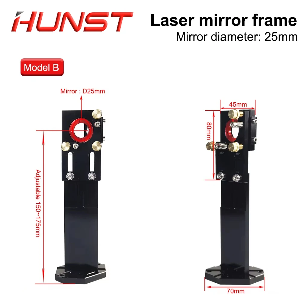 HUNST CO2 First Reflection Mirror Mount 25mm Mount Support Integrative Holder for Laser Engraving Cutting Machine.